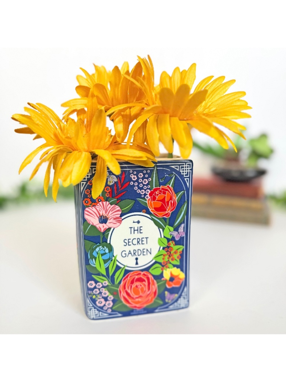 Whimsical Secret Garden Book-Shaped Decorative Vase Cottagecore Book Lover Gift